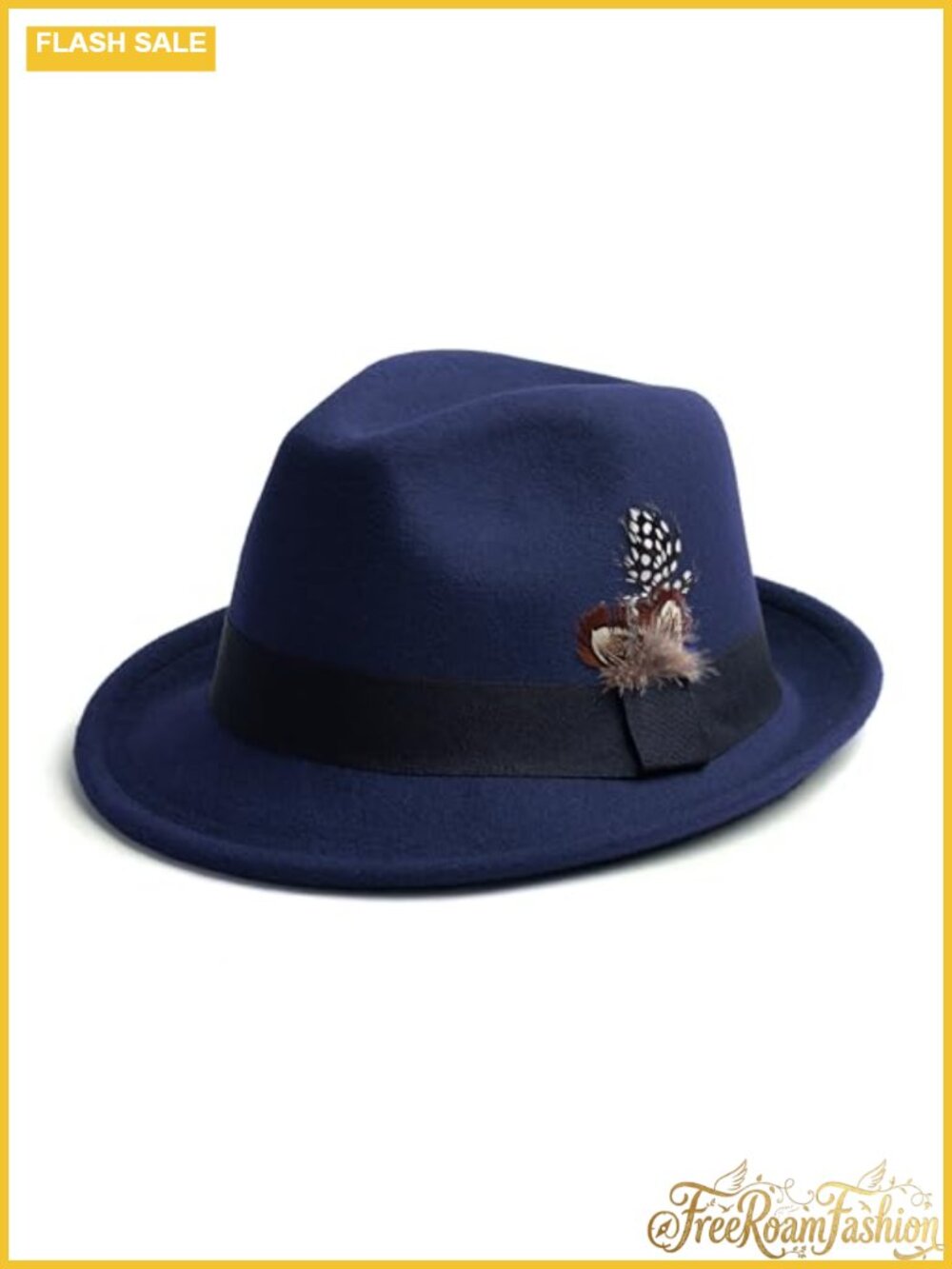 Felt Fedora Hat Short Brim Trilby Feather